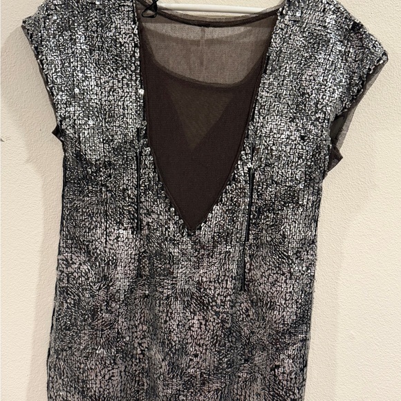 Free People Black Silver Sequin Backless Dress - Picture 3 of 14